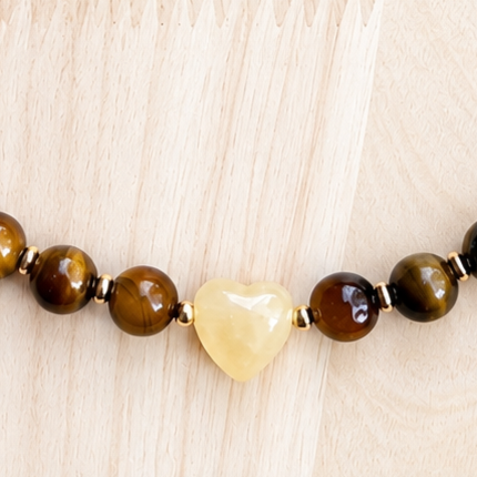 Collier Eva - Oeil de tigre & Jade