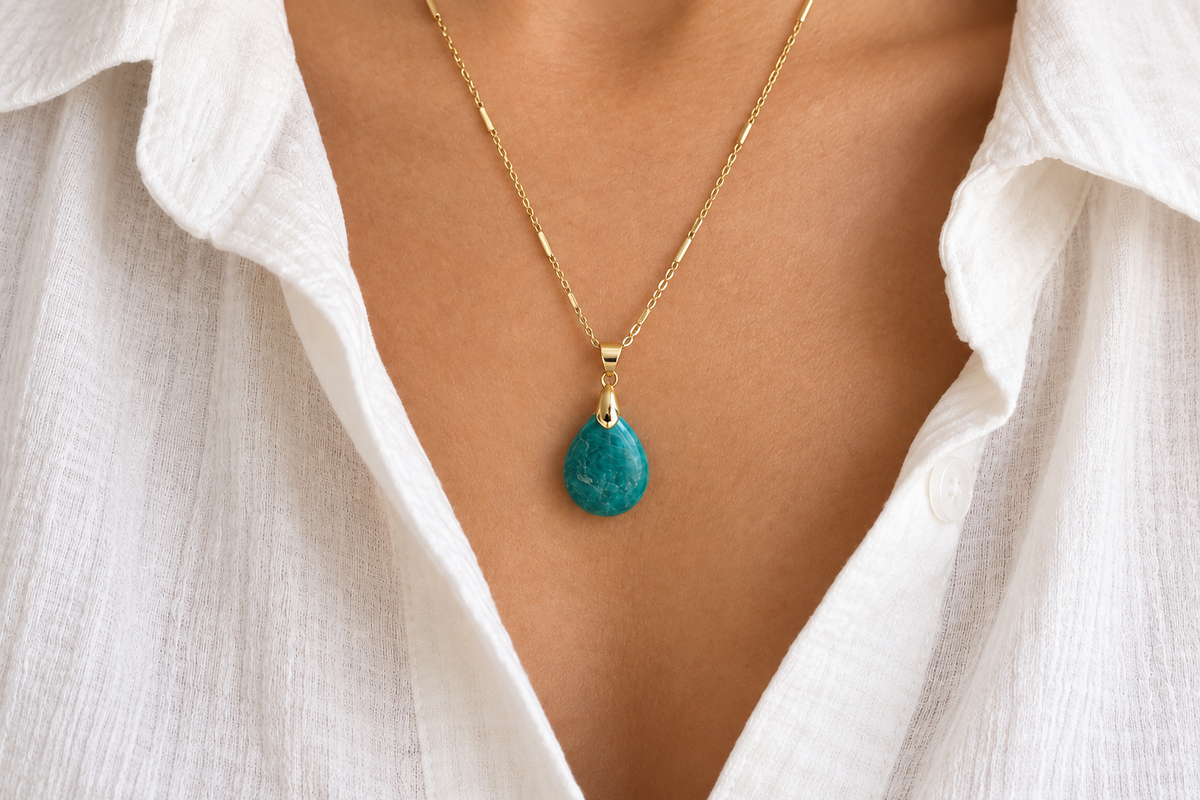 Collier turquoise sans cheveux